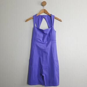 NEW Girlfriend Collective Tina Open Back One-Piece Romper Unitard Wild Iris